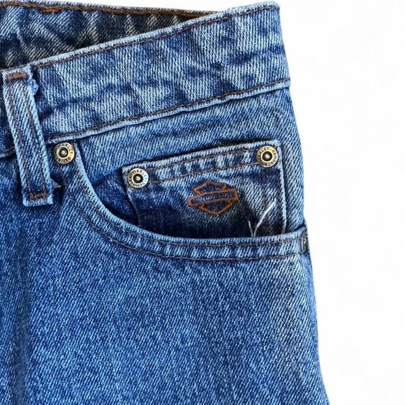 Harley Davidson Blue Denim Straight Wide Leg Jeans size 14 100% Cotton - Picture 2 of 4